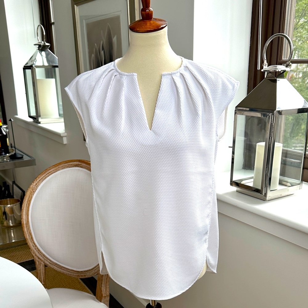 J. Crew White Pique Top Size 2